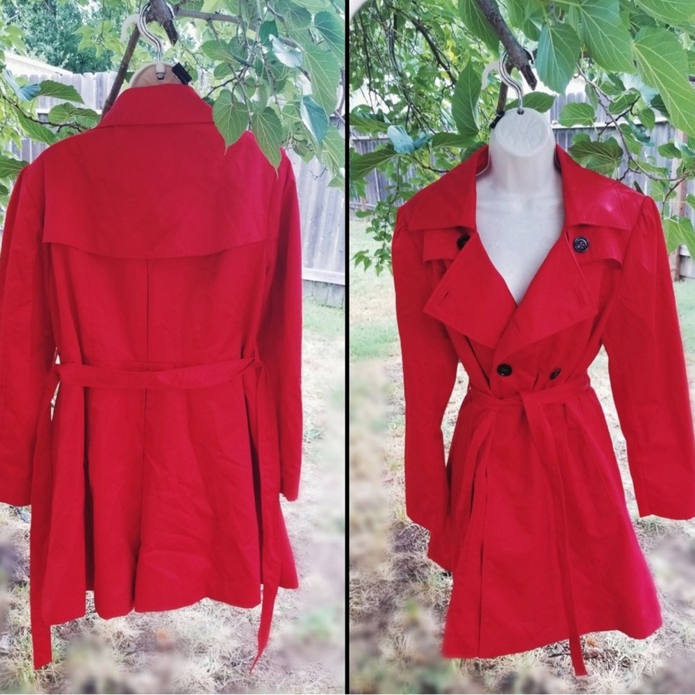 Sexy Pinup Red Midi Trench Coat